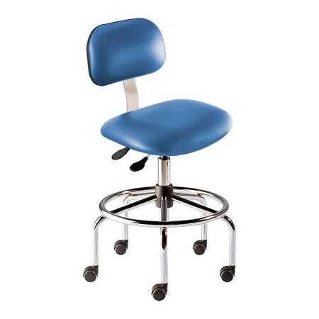 Biofit BioFit Antimicrobial Stool, 25"-32" Seat Height, Blue Vinyl - Chrome Steel Base - Bridgeport Series BTS-H-RC-T-XF-XA-C-P28542